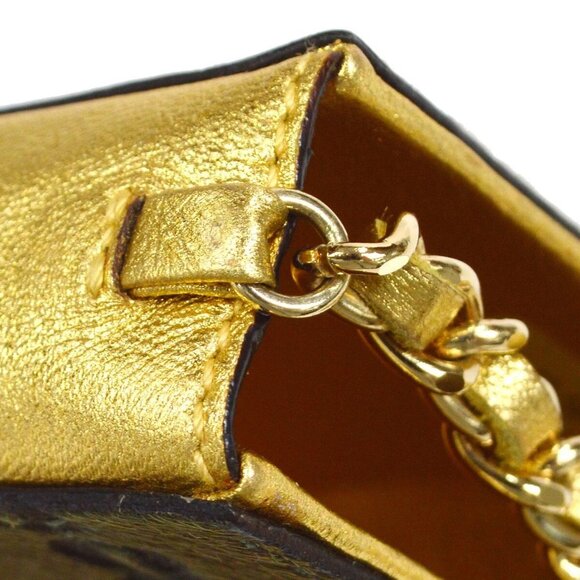 CHANEL CC Mini Chain Shoulder Pochette Khaki Gold Fur Leather - Picture 10 of 10